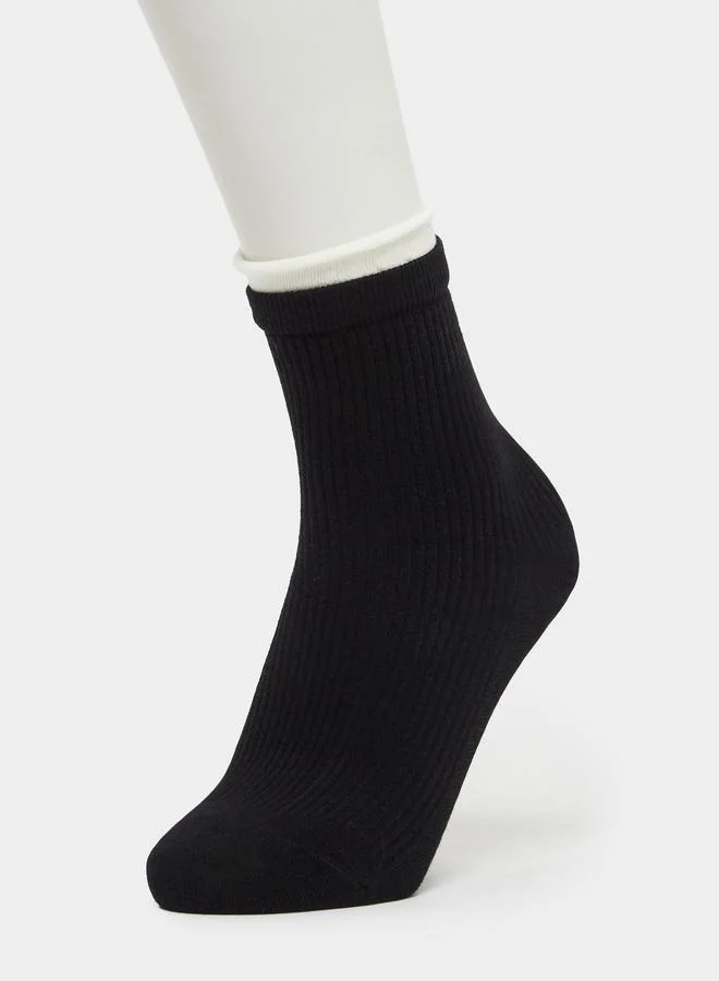 Styli Black Folded Cuff Socks